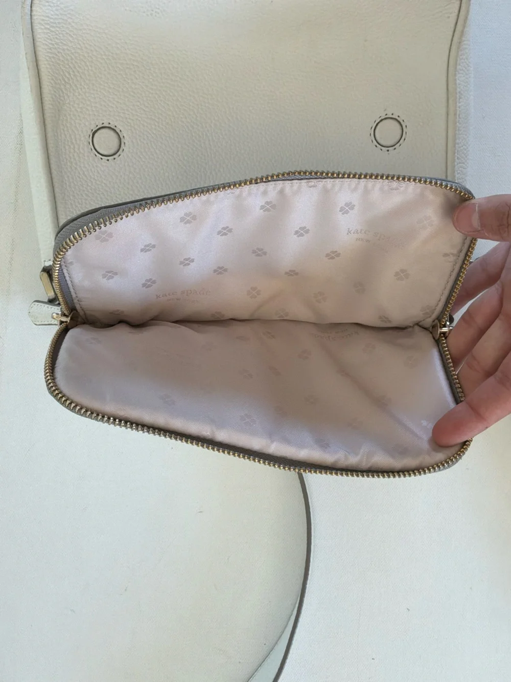 Kate Spade New York White Pebbled Leather Crossbody Shoulder Bag